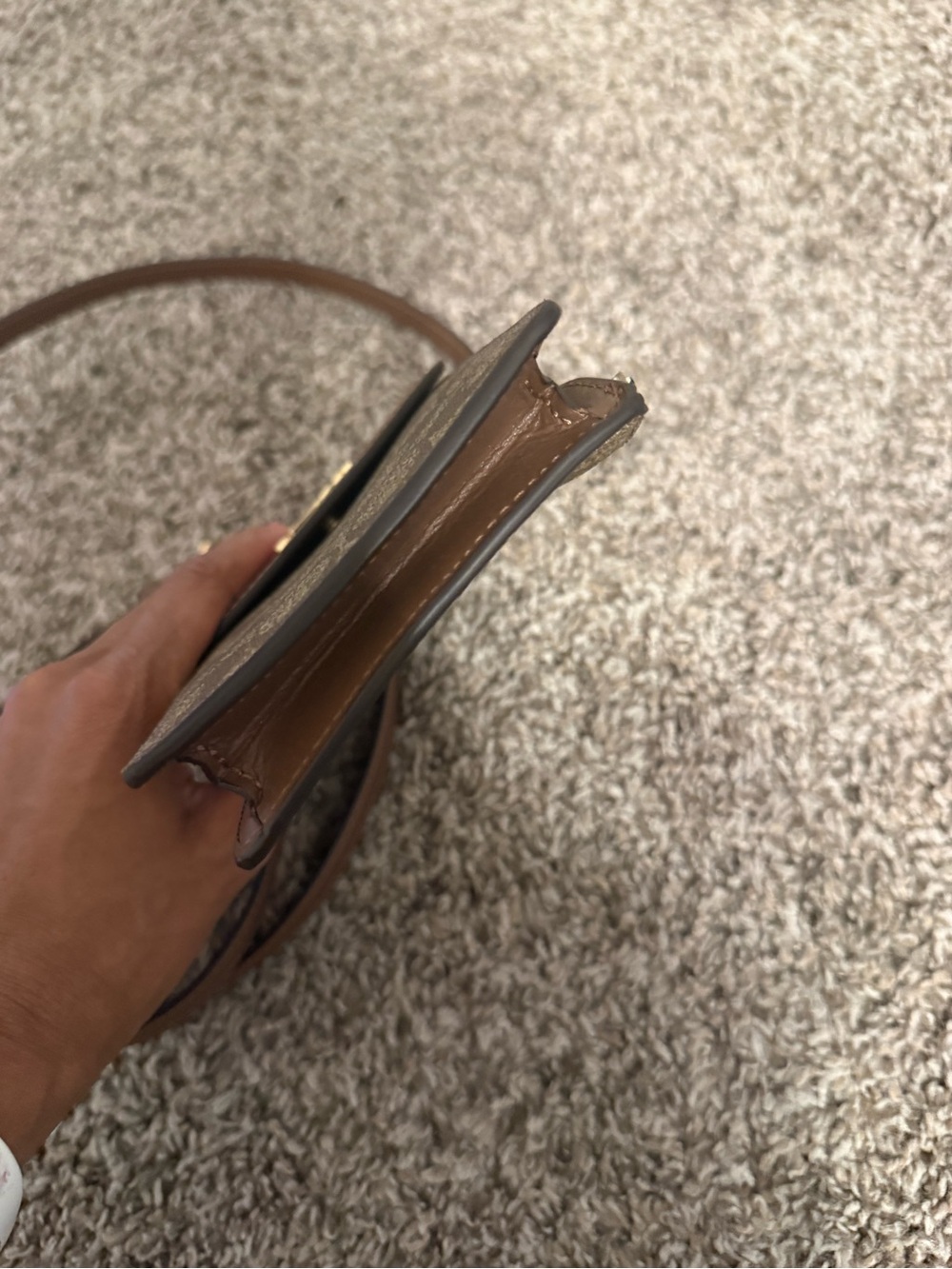 Coach Brown Signature Monogram Crossbody Phone Pouch - Picture 7 of 10